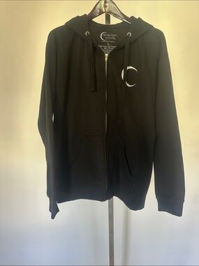 Midnight Hour Black Crescent Zip Hoodie w Death Tarot card size L